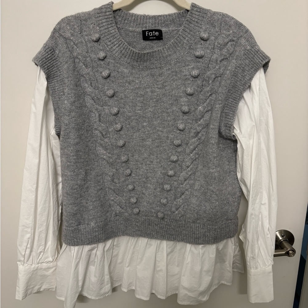 Fate Gray Cable Knit Sweater